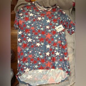 LuLaRoe Starry Short Sleeve Tee - Red, Blue, White